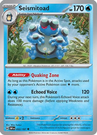 Seismitoad 052/197 - SV03 Obsidian Flames