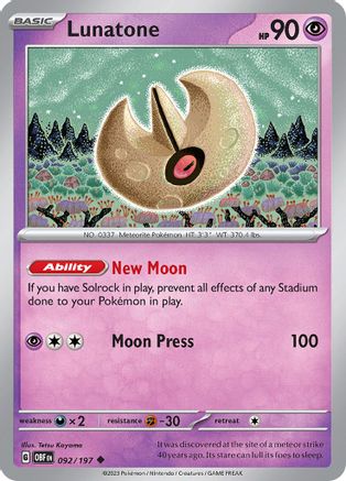 Lunatone 092/197 - SV03 Obsidian Flames