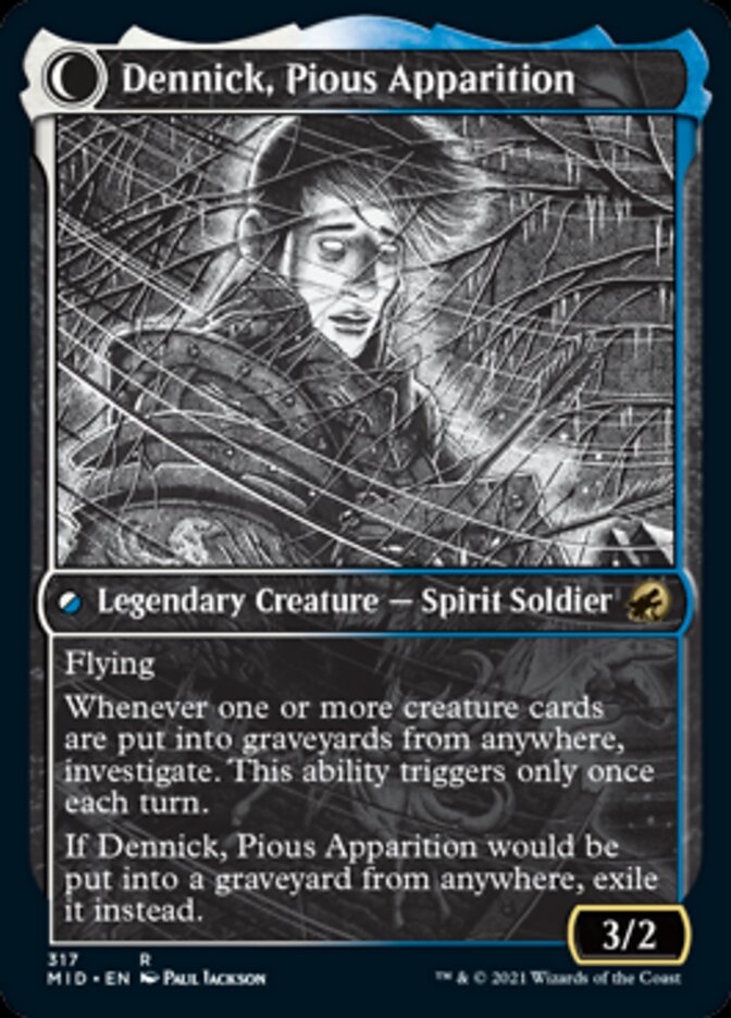 Dennick, Pious Apprentice // Dennick, Pious Apparition (MID-317) - Innistrad: Midnight Hunt: (Showcase, Double Faced Transform) Foil