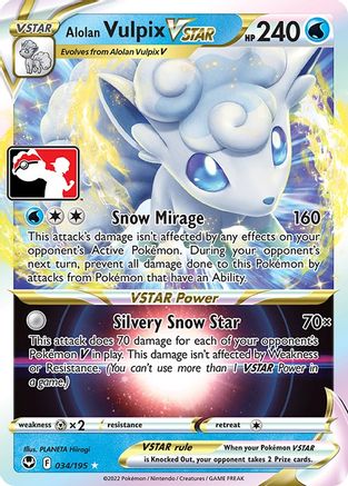 Alolan Vulpix VSTAR 034 - Prize Pack Series Cards Holofoil