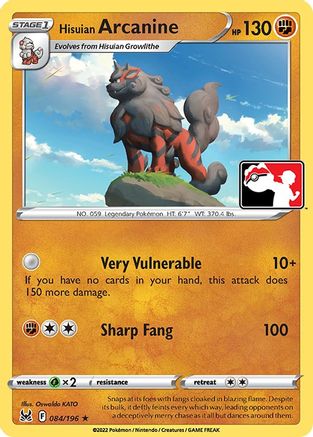 Hisuian Arcanine 084/196 - Prize Pack Series Cards