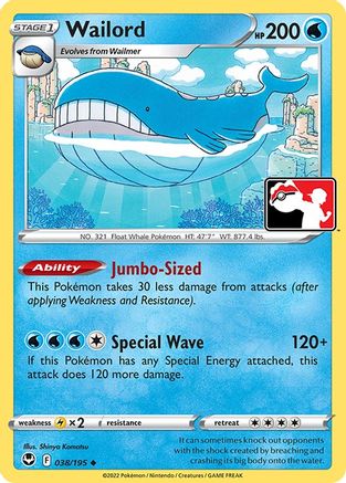 Wailord 038/195 - Prize Pack Series Cards Holofoil