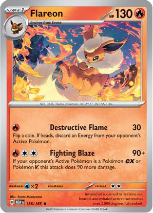 Flareon 136/165 - SV Scarlet & Violet 151 Reverse Holofoil