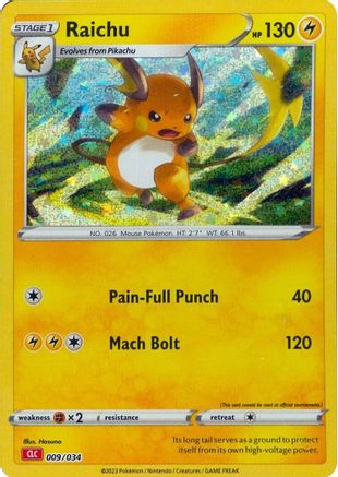 Raichu 009/034 - Trading Card Game Classic Holofoil