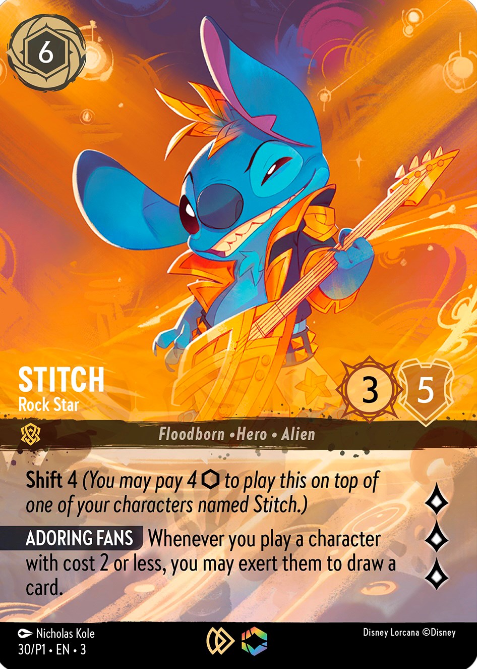 Stitch - Rock Star (Store Championship) (30) - Disney Lorcana Promo Cards Holofoil