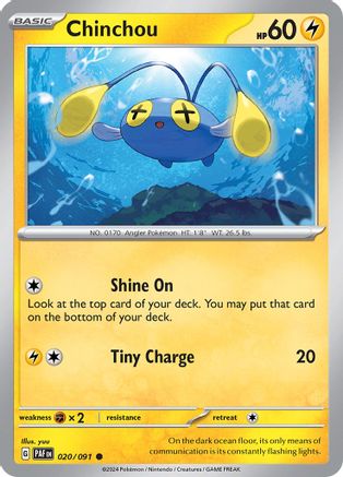 Chinchou 020/091 - SV Paldean Fates Reverse Holofoil