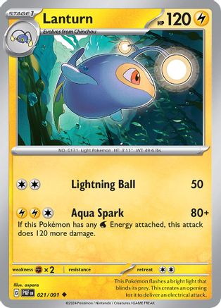 Lanturn 021/091 - SV Paldean Fates Reverse Holofoil
