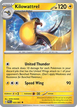 Kilowattrel 022/091 - SV Paldean Fates Reverse Holofoil