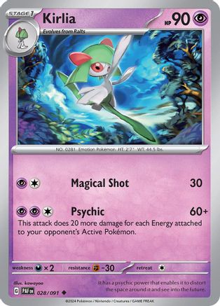 Kirlia 028/091 - SV Paldean Fates Reverse Holofoil