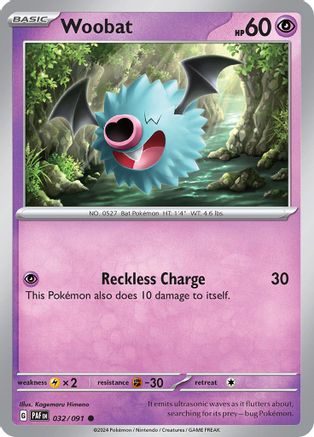 Woobat 032/091 - SV Paldean Fates Reverse Holofoil