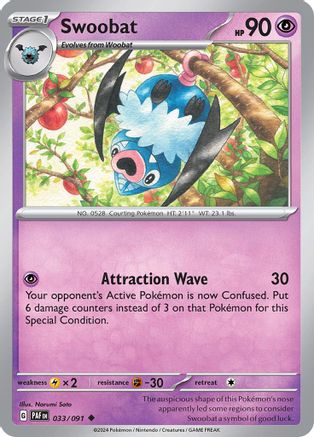 Swoobat 033/091 - SV Paldean Fates Reverse Holofoil