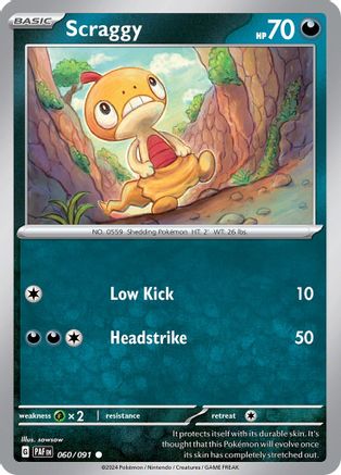 Scraggy 060/091 - SV Paldean Fates Reverse Holofoil