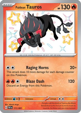 Paldean Tauros 111/091 - SV Paldean Fates Holofoil
