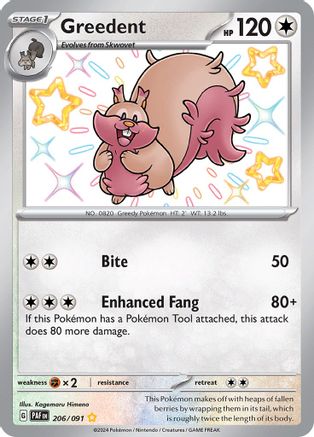Greedent 206/091 - SV Paldean Fates Holofoil