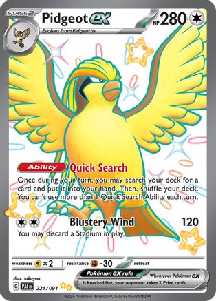 Pidgeot ex 221/091 - SV Paldean Fates Holofoil