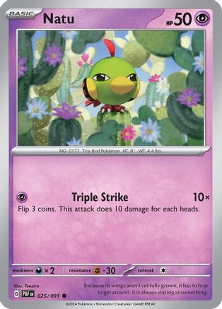 Natu 025/091 - SV Paldean Fates Reverse Holofoil
