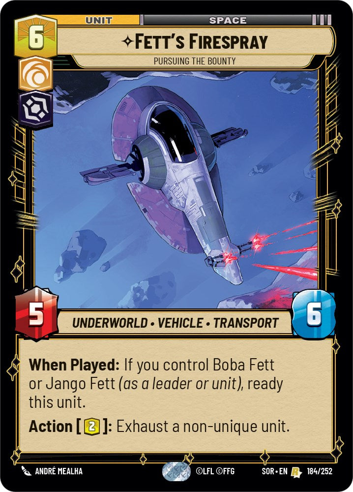 Fett's Firespray - Pursuing the Bounty (184/252) - Spark of Rebellion Foil