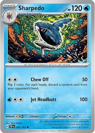 Sharpedo 043/162 - SV05 Temporal Forces Reverse Holofoil