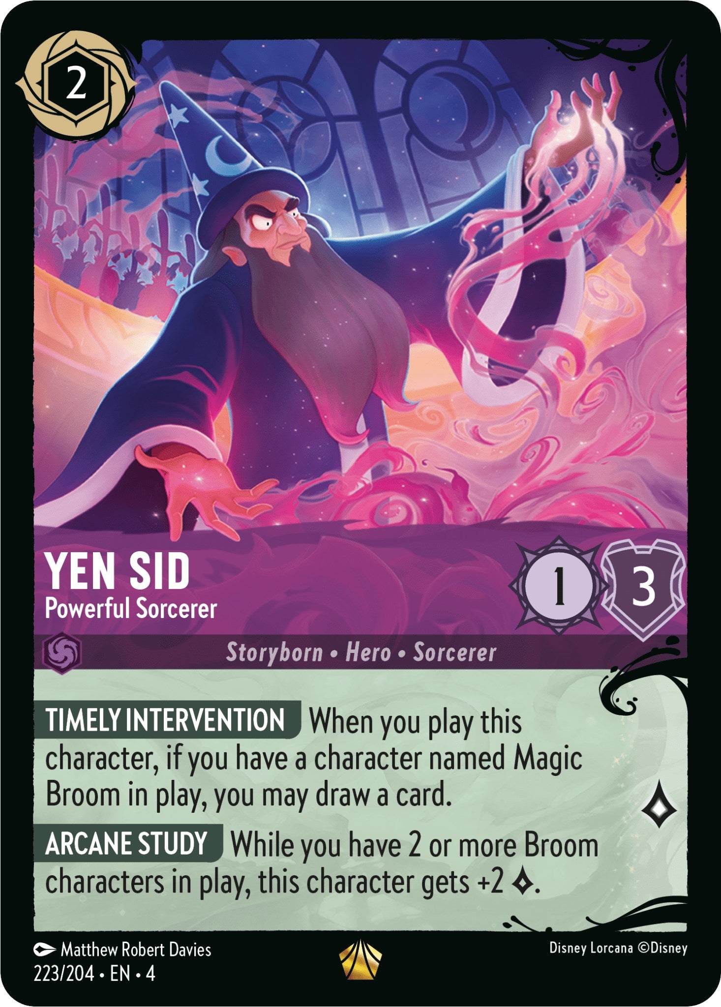 Yen Sid - Powerful Sorcerer (223/204) (223/204) - Illumineers Quest Deep Trouble Cold Foil