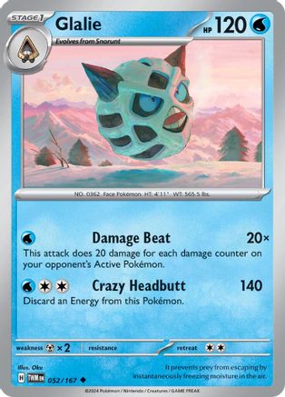 Glalie 052/167 - SV06 Twilight Masquerade Reverse Holofoil