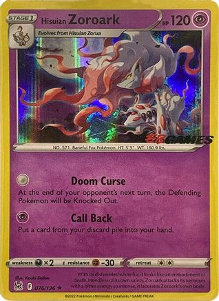 Hisuian Zoroark 076/196 - Miscellaneous Cards & Products - Holofoil