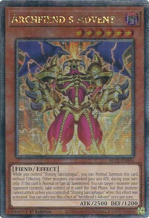 Archfiend's Advent (Quarter Century Secret Rare) (BLTR-EN046) - Battles of Legend: Terminal Revenge 1st Edition