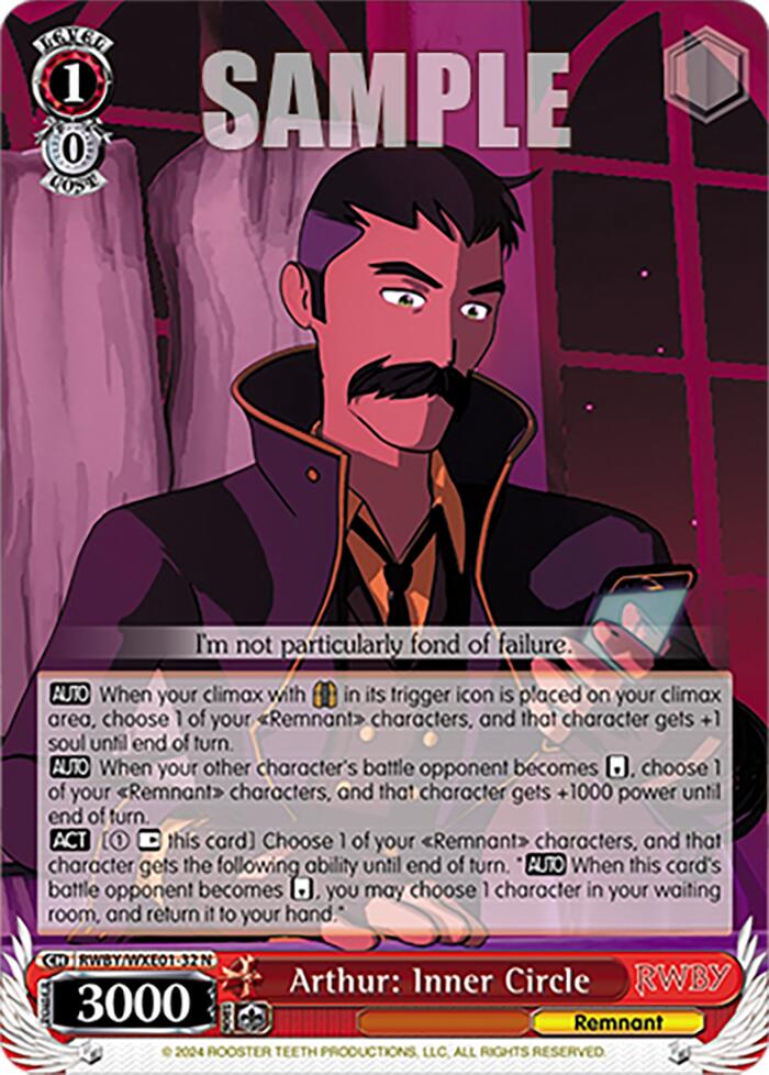 Arthur: Inner Circle (RWBY/WXE01-32 N) - RWBY Premium Booster