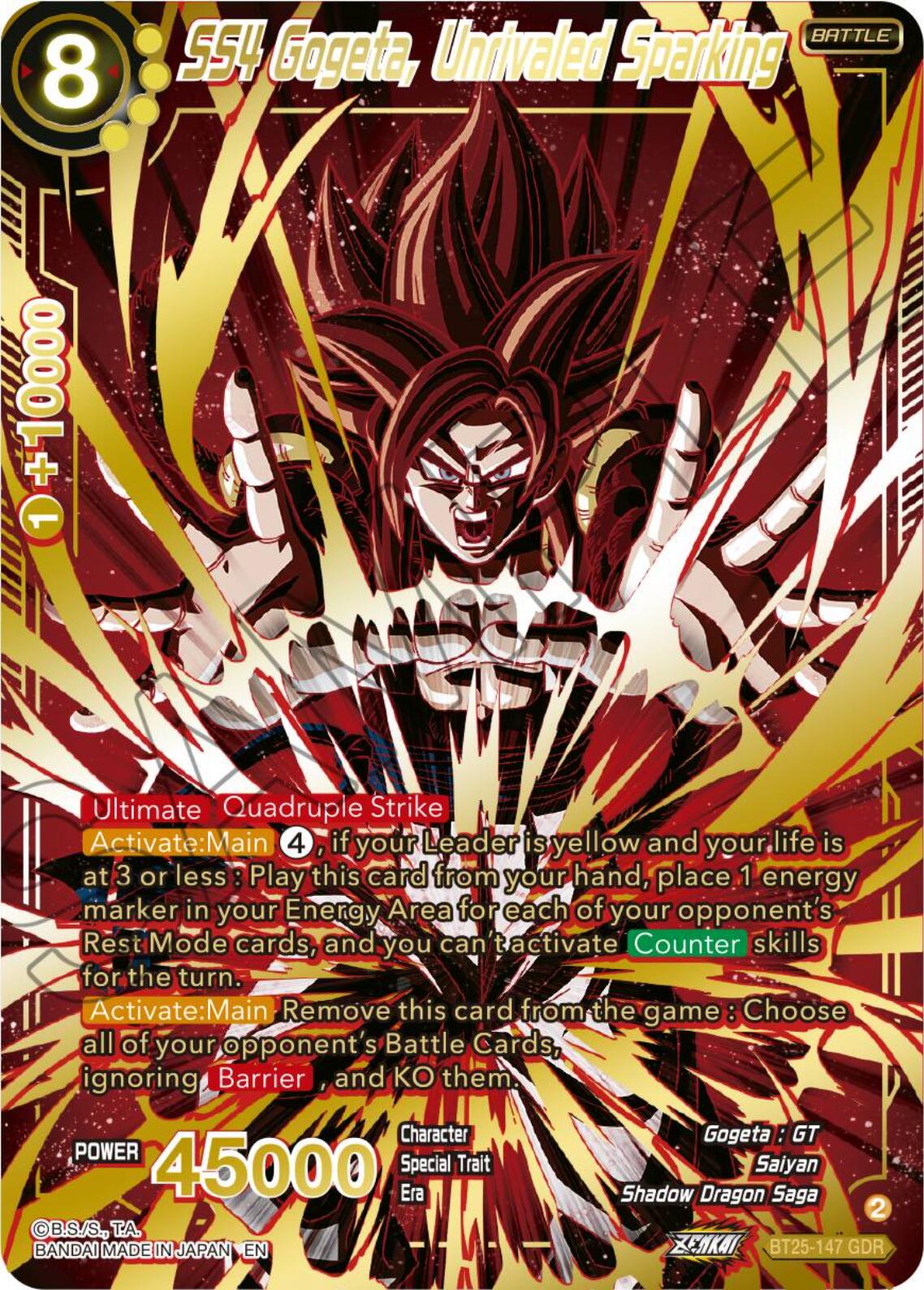 SS4 Gogeta, Unrivaled Sparking (GDR) (BT25-147) [Legend of the Dragon
