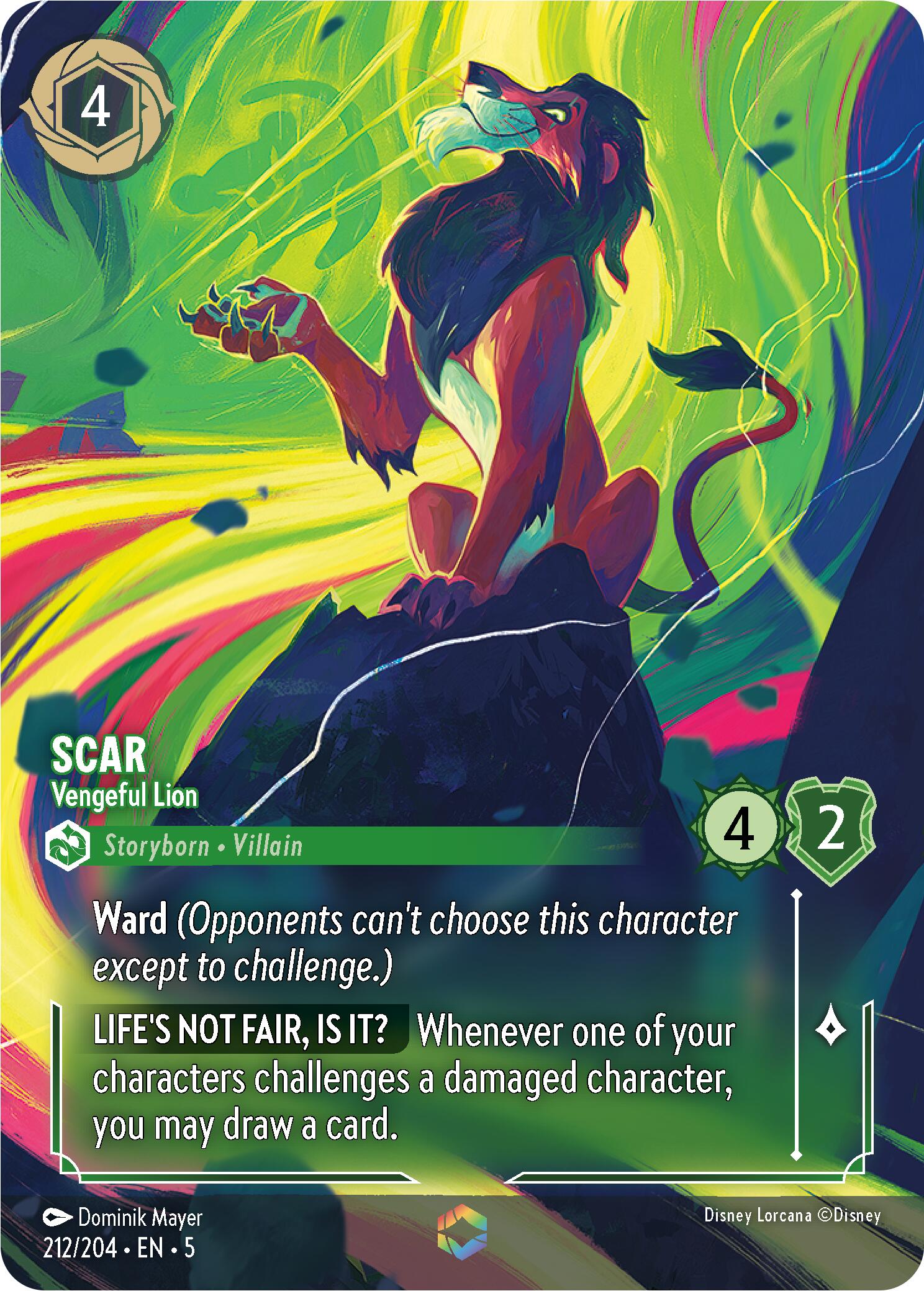 Scar - Vengeful Lion (Enchanted) (212/204) - Shimmering Skies Holofoil