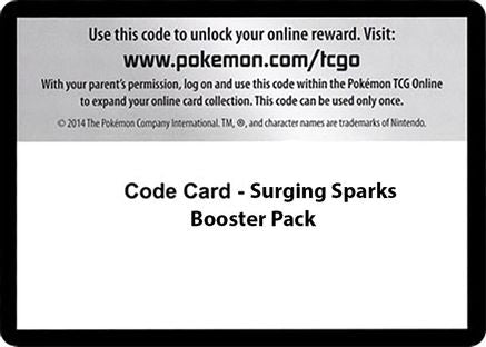 Code Card Surging Sparks Booster Pack - SV08 Surging Sparks