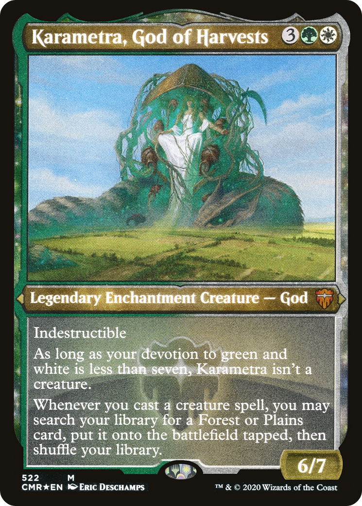 Karametra, God of Harvests (CMR-522) - Commander Legends: (enchantment) Etched Foil