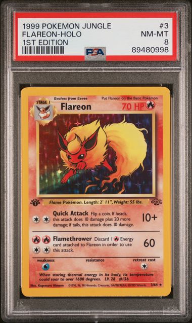 Flareon 1st Edition Holo Jungle 3/64 PSA 8