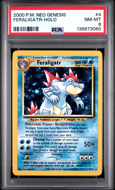 Feraligatr Holofoil Neo Genesis 4/111 PSA 8