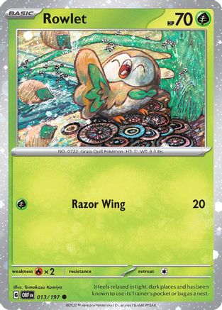 Rowlet (Cosmos Holo) 013/197 - Miscellaneous Cards & Products Holofoil