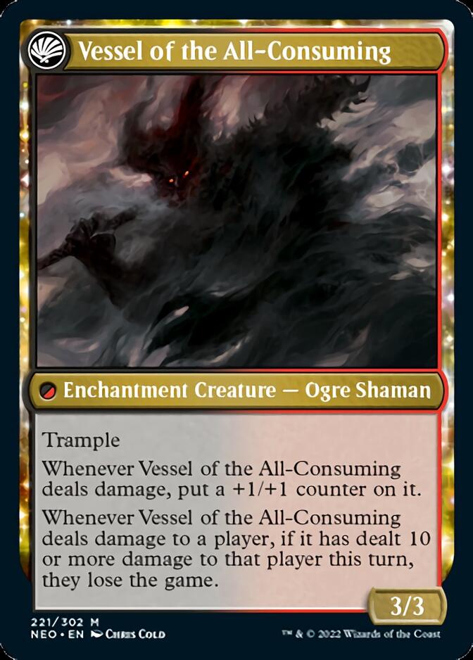 Hidetsugu Consumes All // Vessel of the All-Consuming (NEO-221) - Kamigawa: Neon Dynasty: (fandfc, enchantment) Foil