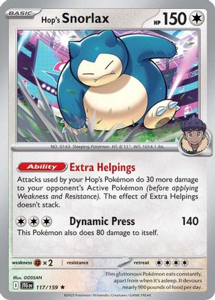 Hop's Snorlax 117/159 - SV09 Journey Together Reverse Holofoil