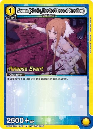 Asuna (Stacia, the Goddess of Creation) (020) (UEPR/SAO-1-020) - UE07BT Sword Art Online Release Event Cards