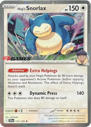 Hop's Snorlax (EB Games) (Cosmos Holo) 117/159 - Miscellaneous Cards & Products Holofoil