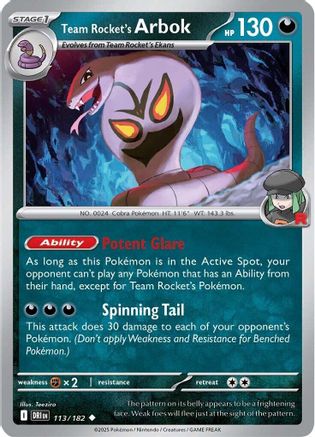 Team Rocket's Arbok 113 - SV10 Destined Rivals Reverse Holofoil