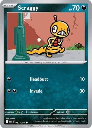 Scraggy 057/086 - SV White Flare Reverse Holofoil