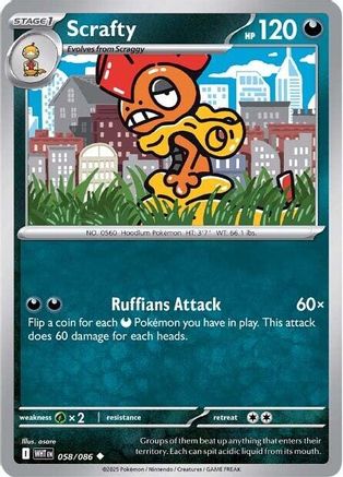 Scrafty 058/086 - SV White Flare Reverse Holofoil