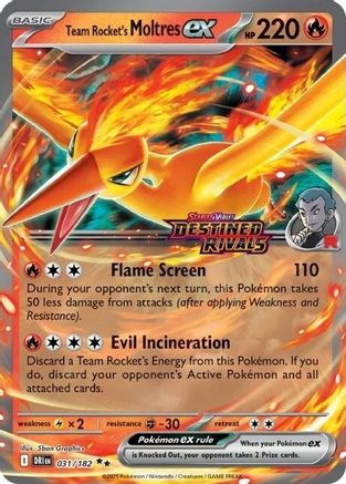 Team Rocket's Moltres ex (Destined Rivals Stamp) 031/182 - Miscellaneous Cards & Products Holofoil