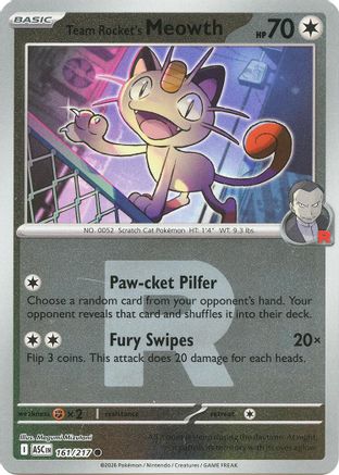 Team Rocket's Meowth (Team Rocket) 161 - ME Ascended Heroes Reverse Holofoil