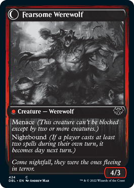 Fearful Villager // Fearsome Werewolf (DBL-424) - Innistrad: Double Feature: (Double Faced Transform) Foil