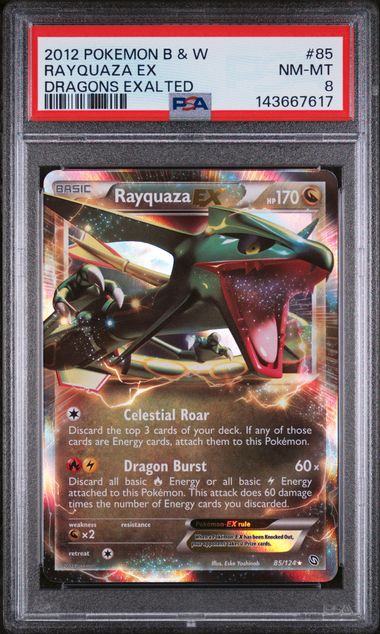 Rayquaza EX B & W Dragons Exalted 85/124 PSA 8