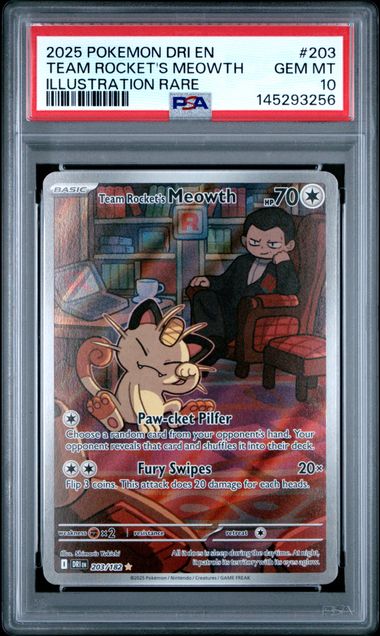 Team Rocket's Meowth Destined Rivals 203/182 PSA 10