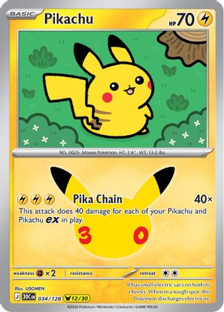 Pikachu 034/128 - ME 30th Celebration Holofoil