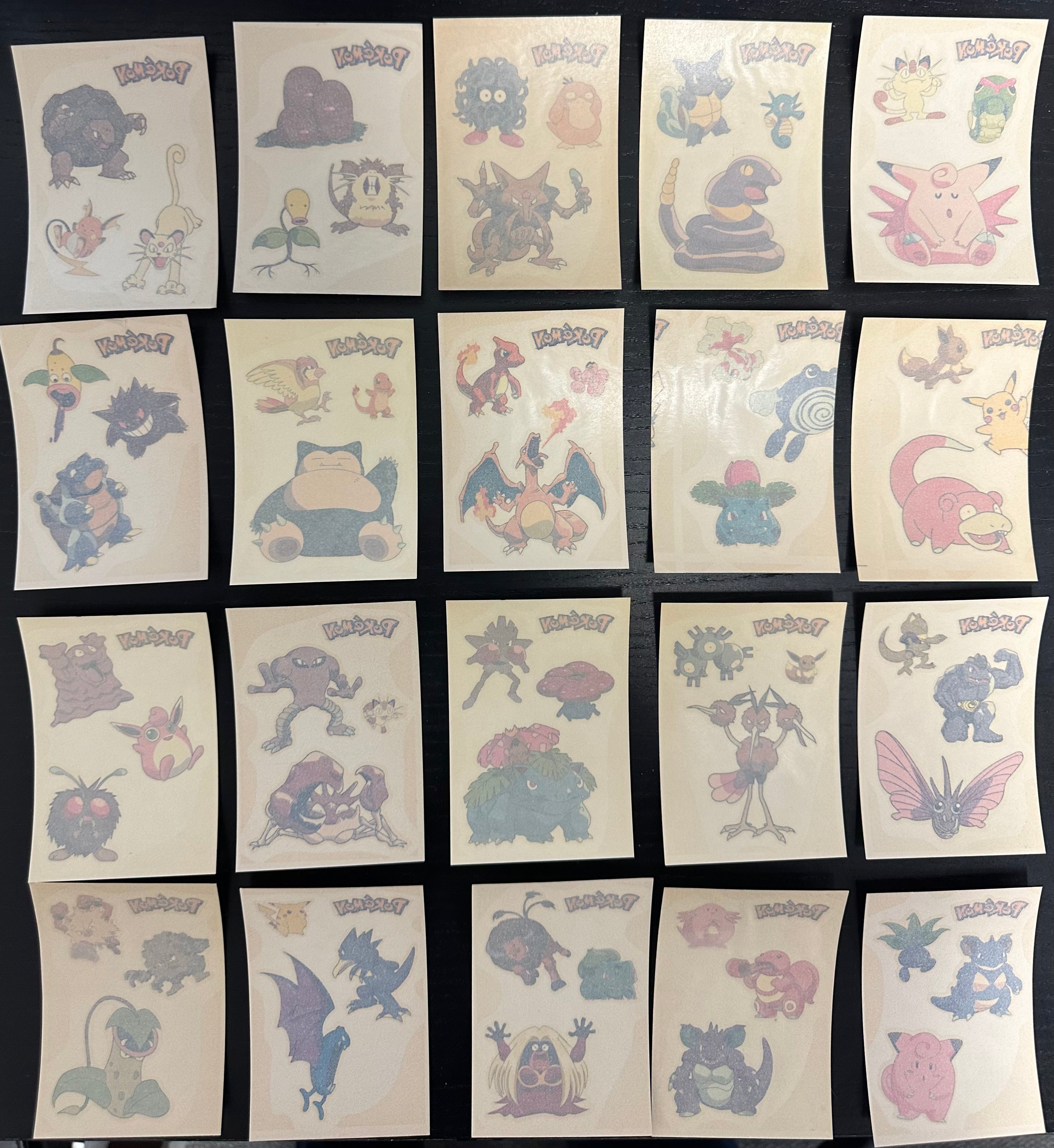 Merlin Pokemon Temporary Tattoos Complete Set of 20