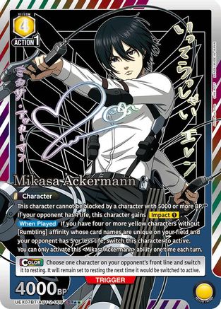 Mikasa Ackermann (008) (SR**) (UEX07BT/AOT-2-008) - UEX07BT Attack on Titan Vol 2 Foil