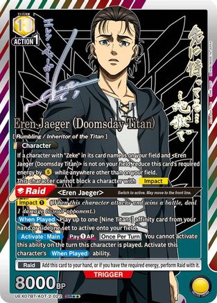 Eren Jaeger (Doomsday Titan) (SR**) (UEX07BT/AOT-2-022) - UEX07BT Attack on Titan Vol 2 Foil